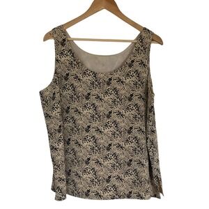 Ann May Womens Silk‎ Animal Print Sleeveless Top Shell Size Large Tan Black